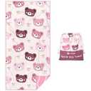 Eunzel Microfiber Kids Beach Towel, Quick Dry Towels for Girls & Boys Sand Free Travel Towel for Beach, Camping, Swim Pool 60"x30"，Bear