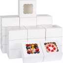 Moretoes 80pcs 6x6x3 Inches Bakery Boxes, Cookie Boxes with Window, Small Treat Containers for Pastries, Chocolate Covered Strawberries, Macarons, Cupcakes, Goodies, Donuts,White