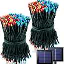 2 Pack Solar Powered Christmas Lights, 75.5ft 200 LED Multicolor Christmas Tree Lights, 8 Modes Solar String Lights Outdoor Waterproof for Garden Wedding Party Halloween Xmas Decoration