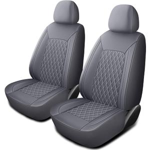Car Seat Covers,Breathable and Waterproof Leather Seat Covers,Luxury PU Universal Fit Automotive Airbag Compatible for Most Cars Sedans SUV and Truck(2 Pieces,Front Seat,Grey,N1)