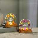 2Pcs Cute Halloween Night Light Decorations, Witch Happy Halloween &Ghost Trick or Treat Warm Light with LED Base,Spooky Indoor Desktop Decor(3.5x3.7inch)