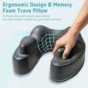 Travel Pillow with Hood, Memory Foam Airplane Neck Pillow for Long Flight, Soft, Comfort Portable Travel Neck Pillow for Flight, Drive, Work, Rest, with Storage Bag