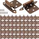 SHUTTLE GENIUS 1/2 Inch Overlay Cabinet Hinges, Antique Copper, 50 Pack(25 Pairs), Self Closing, Semi-Concealed Face Mount