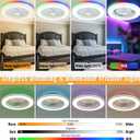 24'' Low Profile Bladeless Ceiling Fans with Lights, Remote/APP/Alexa Smart Control, RGB & 3CCT Dimmable, Flush Mount Ceiling Fan with 6-Speed Reversible for Bedroom Living Room Kid's Room, 24in