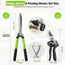 21"Hedge Shears & Pruning Shears 2pc Set,Manual Hedge Clippers with Wavy Steel Blades Lightweight Clippers Comfort Handles for Trimming Hedges Bushes Borders Shaping Boxwood Shrubs Plants Garden Tools