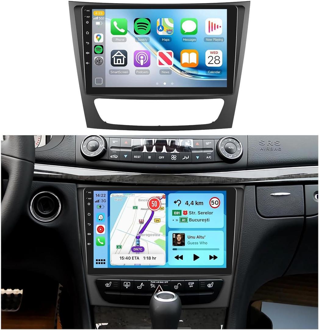 4G+64G,Radio for Mercedes Benz E Class W211 E200 CLS W219 2002-2009 Car Stereo,Wireless Carplay Android Auto,5.0Bluetooth DSP 32EQ,9'' 1280x720P IPS Touchscreen,FM/RDS GPS WiFi Backup Camera
