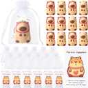 RoundFunny 12 Set Capybara Party Favors Positive Capybara Squeeze Stress Balls with Cards & Bags Mini Animal Stress Relief Toy Bulk for Employee Appreciation Gifts Adult Kid Birthday Decor (Classic)