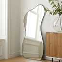POZINO Irregular Mirror, 47.2"x22" Asymmetrical Wall Mirror, Modern Odd Shaped Mirrors, Frameless Decorative Mirrors for Living Room Bedroom Entryway Hallway, Horizontal or Vertical Hanging