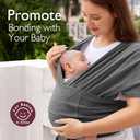Momcozy Baby Wrap Carrier Skin-Friendly Fabric, Easy to Wear Baby Carrier Sling T-Shirt Design, Hands Free Baby Carriers Newborn to Toddler 8-35lbs, Adjustable Buckle for Waist 30-47inch, Deep Grey (Regular)
