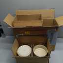 Stoneware Dinnerware Sets, Plates and Bowls Sets for 4, 12-Piece Ribbed Dishes Chip & Scratch Resistant, Microwave and Dishwasher Safe Tableware, Beige