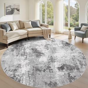 Washable 5x5 Round Rugs for Living Room: Abstract Modern Home Decor Rug