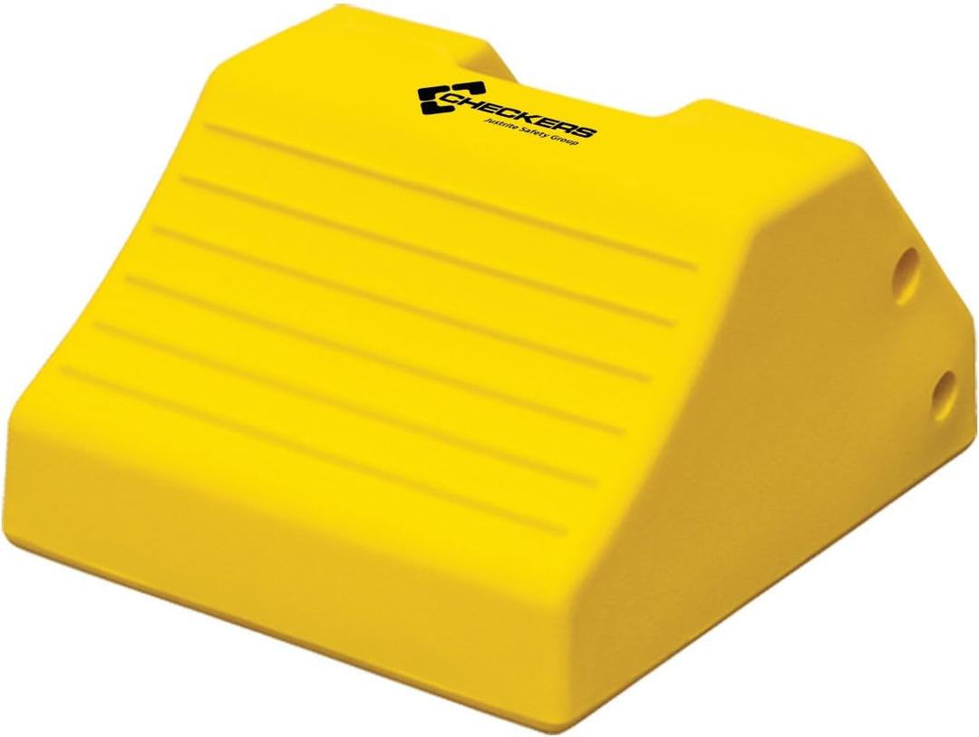 Checkers Heavy Duty Wheel Chocks for 65"-105" Tires, One Large Tire Chock for Haul Trucks, Loaders, and Cranes, 275 Ton Capacity, Lightweight HDPE, Made in The USA, Yellow, MC3010