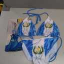 Women's 3 Piece Swimsuits Sexy Halter Triangle Side Tie Thong Bikini Set with Sarong Cover Ups (Blue, L)