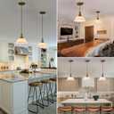 HDDFL White Glass Pendant Lights Modern Pendant Lighting Fixtures 11.8 in Hanging Lamp for Kitchen Island Bedroom Dining Room Coffee Shop Hallway Hotel Living Room, White and Brass