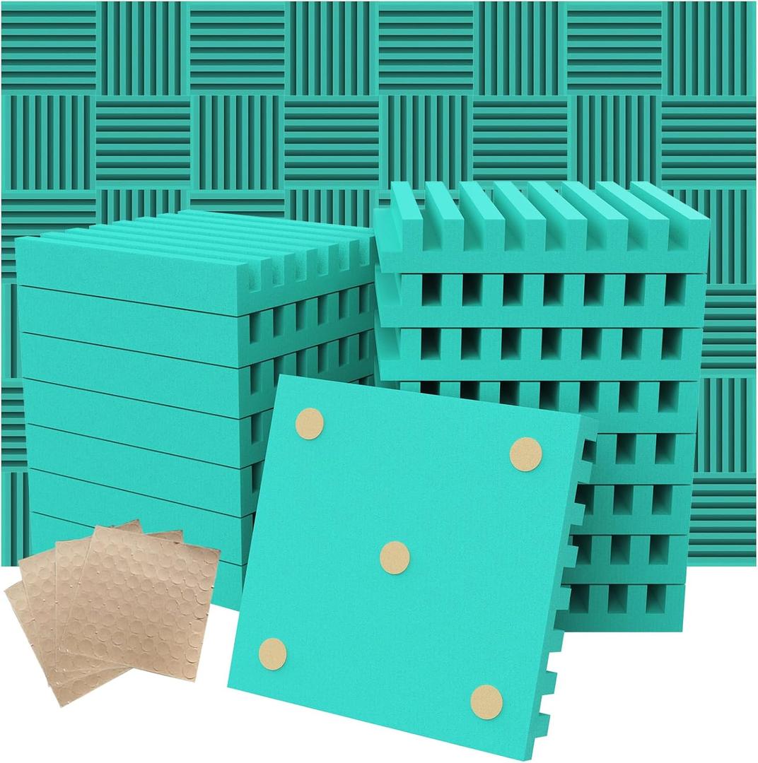Sound Proof Foam Panels for Walls1" X 12" X 12" Acoustic Foam Panels Insulation Studio Soundproofing Fire Resistant Noise Absorbing for Studio, Office, Home Blue(DK-L 12" X 12" X 1", 48PACK)