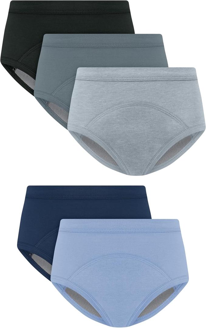 Hanes Boys' Potty Training Underwear Brief, Heavy Absorbency Toddler Boys' Cotton Training Underwear, 5 Pack 4-5T, Blue - 5 Pack