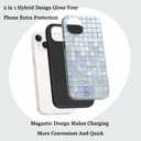 for iPhone 15 Mosaic Stained Glass Phone Case, Cute Aesthetic Plaid Cover for Women Girls Men, Magnetic Trendy Slim Fit Silicone Scratch-Resistant Shockproof Protection Cover - Light Blue Lattice