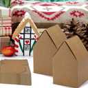 CIEOVO 50 Pcs Christmas Gingerbread Houses Kit, Christmas Cardboard Craft Gingerbread House Shaped Boxes Christmas Crafts DIY Build Gingerbread House for Holiday Arts Crafts Activity Party Favors