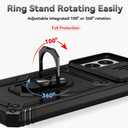 for Moto G Power 2024 Case,Motorola G Power 2024 Case with Tempered Glass Screen Protector and Slide Camera Cover, Magnetic Ring Car Mount Holder Cover for Motorola Moto G Power 2024 Black