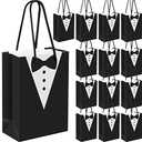 Yexiya 48 Pieces Groomsmen Gift Bags Tuxedo with Handle Groomsmen Paper Gift Bags for Wedding Party Favor Anniversary Supplies