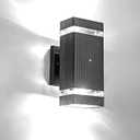 Modern Outdoor Wall Light Dusk to Dawn Sensor Exterior Light Fixture Wall Mount Waterproof Anti-Rust Rectangle Up and Down Black Sconces for Porch Patio House Outside Entryway Cool White