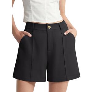 NIMIN Shorts for Women Dressy Casual High Waisted Tailored Short 2026 Summer Business Work Trousers Shorts with Pockets (Medium, Black)