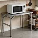 Portable Stainless Steel Metal Folding Table 40" x 24" No-Assembly, 40" x 24" x 30"
