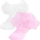 2 x SAOROPEB Toddler Ruffle Socks, 3 Styles5 Size, Frilly Dress Socks for Girls Princess Lace Ruffles Socks Set (4-6 Years, White-pink)