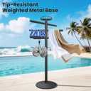 59" Pool Towel Rack Outdoor, Heavy Duty Outdoor Towel Rack, Hot Tub Towel Rack with Tray, 6 Arms Freestanding Swimming Pool Towel Holder with Metal Base for Pool, Backyard, Swimsuits, Drying Towels
