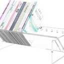 RekRang Acrylic Desk Bookshelf,Small Desktop Bookcases Clear Book Shelf Organizer for Home Office School,Book Stand Display Rack for CDs Magazines Books (Transparent Color)