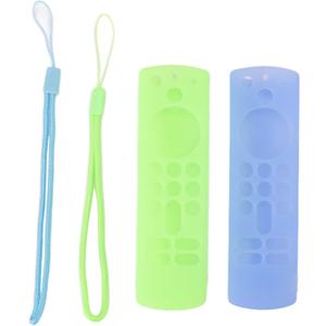 Silicone Remote Protective Cover, 2pcs Anti Slip Shockproof Case with Lanyard for Voice Remote 3rd Gen, Luminous - Durable Material, Precise Cutouts, Easy Installation for Remote (Luminous Blue and