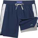 maamgic Boys Athletic Shorts with Liner Youth 2 in 1 Active Running Basketball Shorts (Blue)