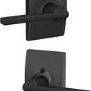 Schlage F10 LAT 622 CEN Latitude Door Lever with Century Trim, Hall & Closet Passage Lock, Matte Black