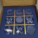 Modern Tic Tac Toe for Home Decoration, Tic Tac Toe Game with Blue Leather and Acrylic Pieces, Decorative Tic Tac Toe, Table Top Decoration, Housewarming Gift