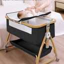 bonbay Baby Bassinet, Bedside Bassinet for Baby, 4 in 1 Portable Bassinet Bedside Sleeper with Wheels Mosquito Net & Storage Basket, 6 Height Adjustable Rocking Bassinet for Newborn Baby