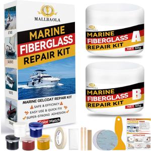 Marine Fiberglass Repair Kit for Boats, Gel Coat Repair Kit for Boats, Fiberglass Boat Repair Kit, Epoxy Filler for Boats, Fiberglass Kit Fix Holes Chips Pit Cracks (Color Match)