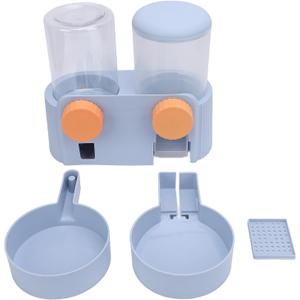 Pet Food Bowl, Multifunctional Hanging Pet Automatic Self Feeding and Waterer Set Large Capacity Smart Dual Bowl Design Pet Food Water Bottle Dispenser for Dogs Cats (Blue)