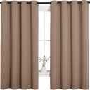NICETOWN Blackout Window Curtains and Drapes for Kitchen, Window Treatment Thermal Insulated Solid Grommet Blackout Drapery Panels (Set of 2, 55 by 68 inches, Cappuccino)