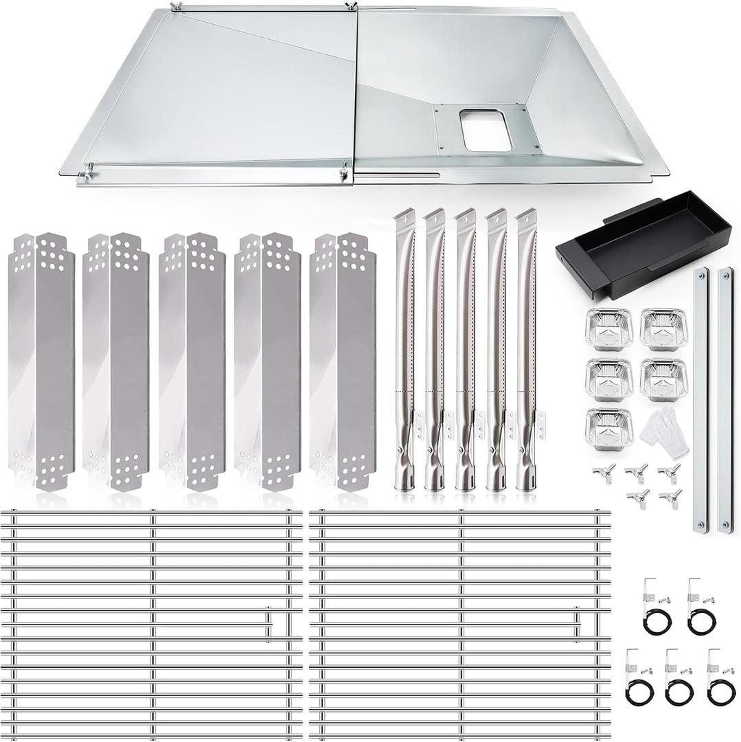 Hiorucet Grill Drip Pan Kits for Nexgrill Replacement Parts 5 Burner 720-0888N, 720-0888, Nexgrill 4 Burner 720-0830H, 720-0783E, Adjustable Grill Grease Tray for Nexgrill 720-0888N Replacement Parts.