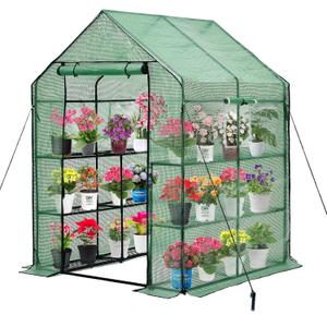 Walk-in Greenhouse for Outdoors, Thickened PE Cover & Heavy Duty Powder-Coated Steel, Mesh Door & Screen Windows, 14 Sturdy Shelves 4.7x4.7x6.4 FT, (GHW002G) Walk-in Greenhouse for Outdoors, Thickened PE Cover & Heavy Duty Powder-Coated Steel, Mesh Door & Screen Windows, 14 Sturdy Shelves 4.7x4.7x6.4 FT, (GHW002G)