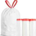 Ultra Thick Heavy Duty Plastic 16-18 Gallon Drawstring Trash Bags White Leak Proof Large Garbage Bags for Tall Kitchen Home Office Outdoor (18 Gallon Drawstring Trash Bags)