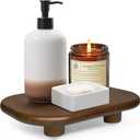 Sopicoz Wood Display Riser, Decorative Display Stand for Candles Plants Bottles Vases Soap Dispenser , 9 inch Wooden Tray Pedestal Stand for Kitchen Bathroom Countertop Decoration (Brown, 9 inch)