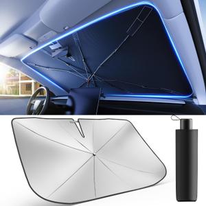 Weektic Windshield Sun Shade [8-Rib & Silver Reflective Coating] Blocks UV Keep Cool, Universal Fit Car SUV Front Window (57" L x 31" W)
