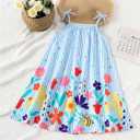 GORGLITTER Baby-Girls Summer Mini Dress Girl Cute Clothes Beach Floral Striped Bow Sundress Birthday Gift, One Size