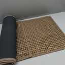 Kitchen Rugs and Mats Non Skid Washable Set of 2 PCS, Absorbent Runner Rugs for Kitchen, Farmhouse Weave Floor Mats in Front of Sink, 17.3"x 47"+17.3"x 29" (Brown)