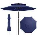 AreShark 9ft 2 Tiers Patio Umbrella - Outdoor Umbrella Waterproof UV Protection, Market Table Umbrella w/Push Button Tilt&Crank for Pool, Porch, Garden(Navy)