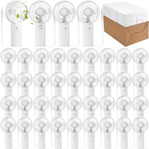 Woanger 60 Pack Mini Handheld Fan Bulk with Rope Hanging Portable Fans Small Personal Cooling for Wedding Travel Makeup Camping Hiking Independent White Box (White)