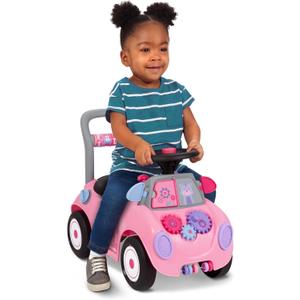Radio Flyer Creativity Car, for Toddlers 1-3, 3-in-1 Push Walker Ride On Rocket with 17 Sensory Activities, Anti-Tip Feature, Under-Seat Storage, Horn and Gears, 42 lb Capacity, Toddler Ride On Toys
