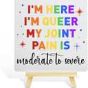 5 x LGBT Pride Month Gifts for Men Women, LGBT Rainbow Progress Pride Lesbian Gay Queer Home Office Desk Decor, LGBTQ Equality Decor Sign, Pain Is Moderate severe