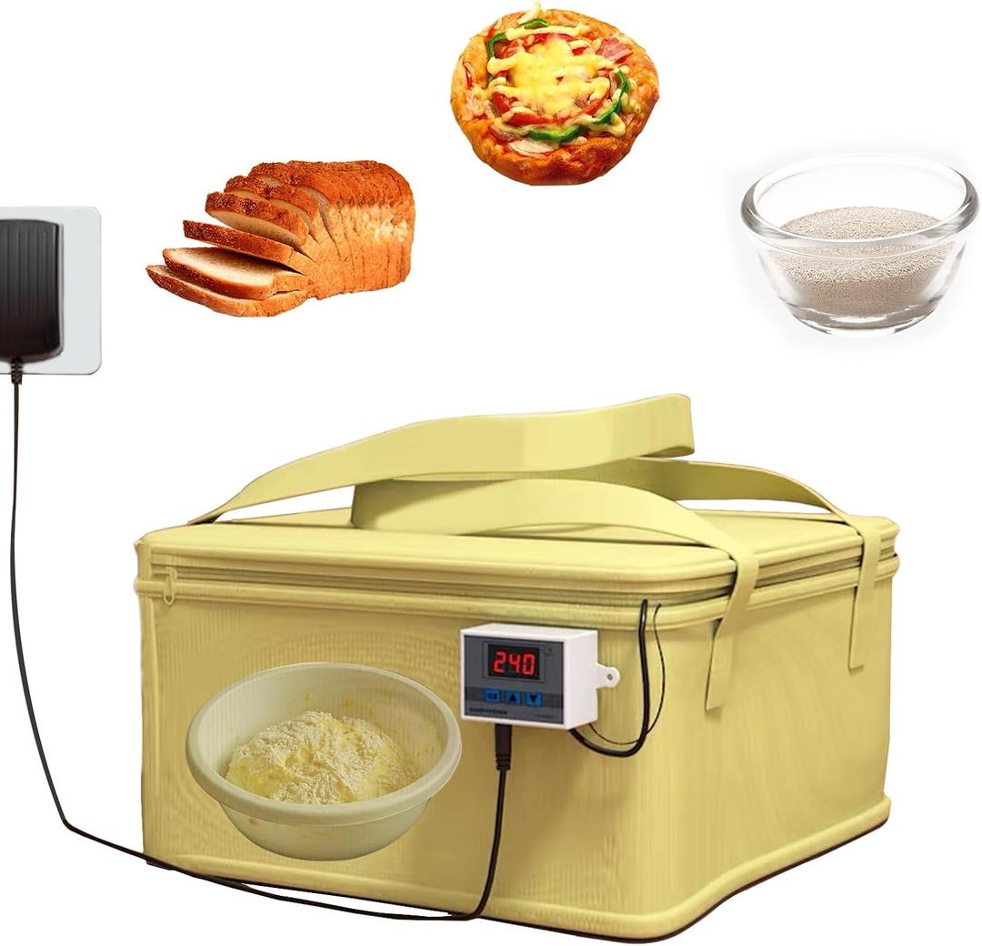 Versatile Dough Proofer with Heater, Bread Pizza Dough Proofing Box Temperature Control Proofing Accessories for Making Bread, Yogurt, Natto and Handmade Soap, 11.8*11.8*7.6in, Yellow
